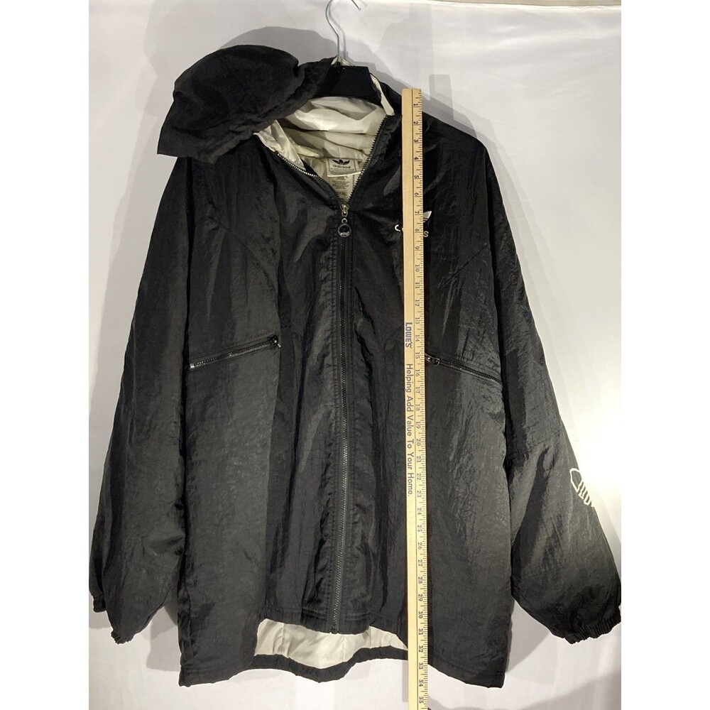 VTG 90s Adidas Originals Big Trefoil Logo Windbreaker Jacket Black XL - Picture 7 of 7